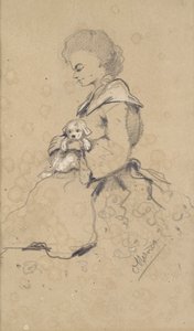 Femmes tenant un petit chien, 1857 - Claude Monet